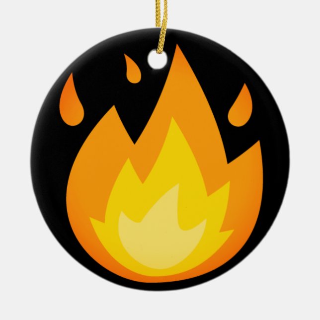 Intense Fire Emoji Ceramic Tree Decoration (Front)