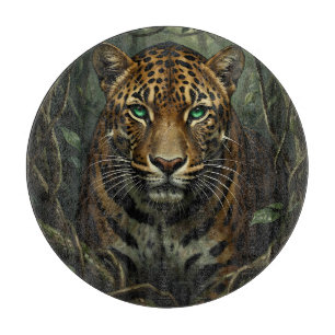Intense Green Eyed Jaguar Jungle Cutting Board