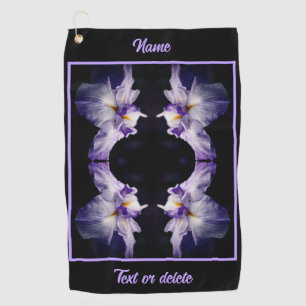 Intense Japanese Iris Flower Abstract Personalised Golf Towel