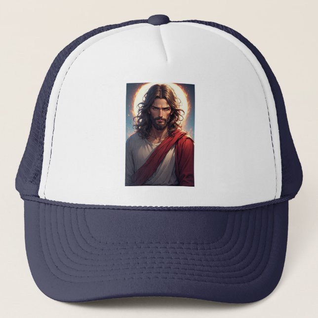 Intense Jesus Christ Christian Trucker Hat (Front)