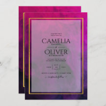 Intense Magenta Plum Purple INK Wedding INVITE