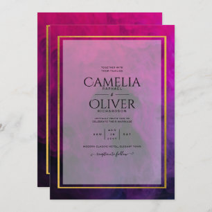 Intense Magenta Plum Purple INK Wedding INVITE
