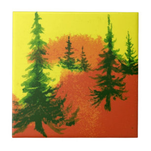 Intense morning sunrise pines tile