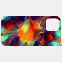 Intense orange flower in digital polished texture