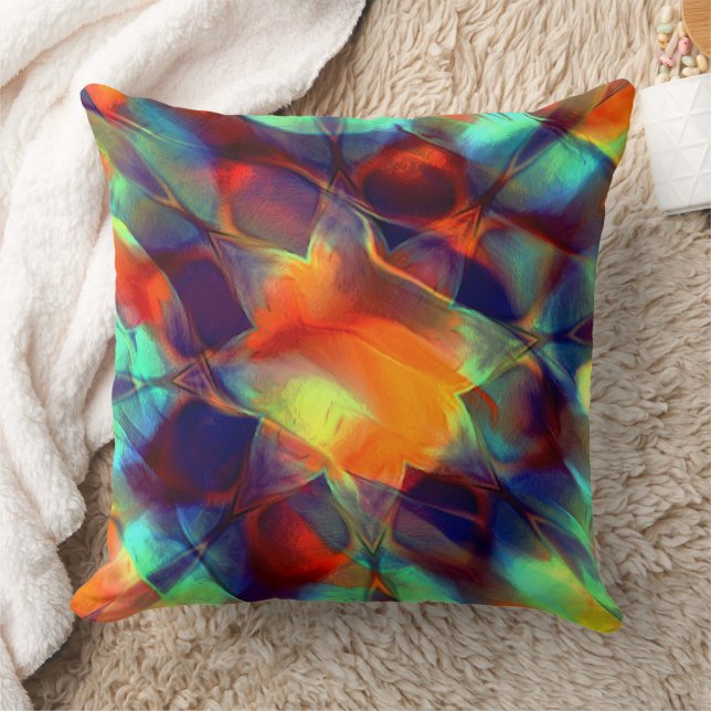 Intense orange flower in digital polished texture  cushion (Blanket)