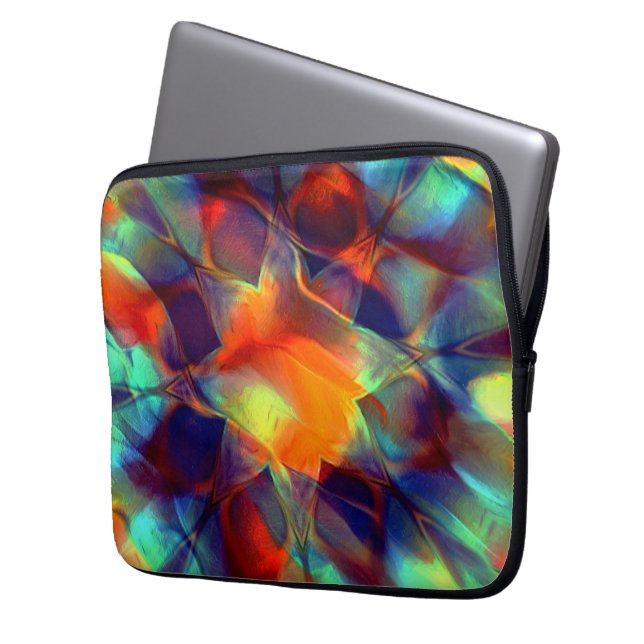 Intense orange flower in digital polished texture  laptop sleeve (Front Left)