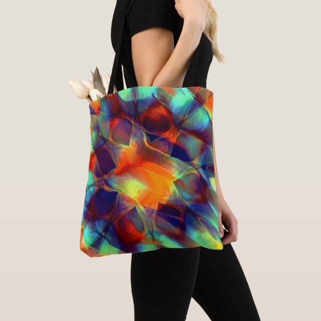 Intense orange flower in digital polished texture  tote bag (Close Up)
