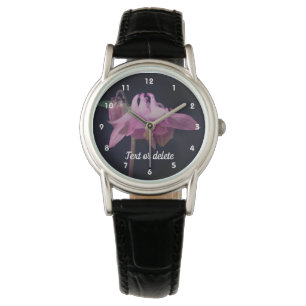Intense Pink Columbine Flower Personalised Watch