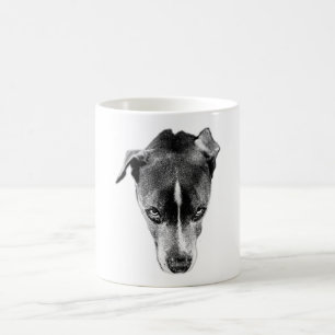 Intense Pitbull Mix Monochrome Portrait Mug