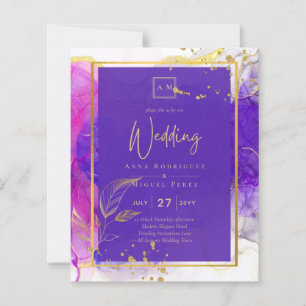 Intense Purple Pink Gold Wedding Alcohol Ink