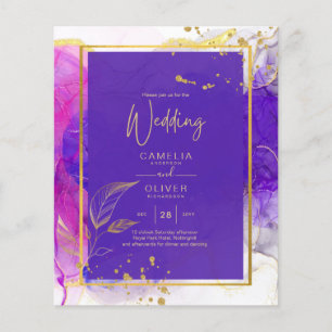 Intense Purple Pink Gold Wedding Alcohol Ink Flyer