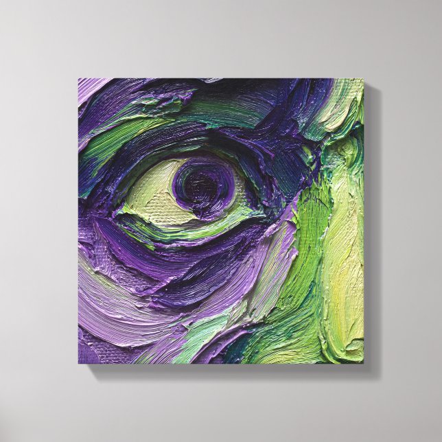 Intense Split-Color Impasto Portrait Canvas Print (Front)