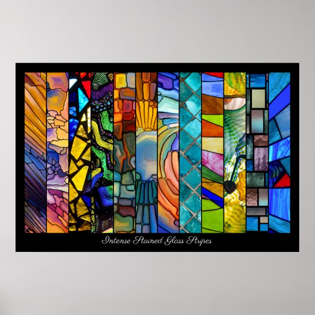 Intense Stained Glass Stripes Montage Poster (Front)