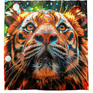 Intense Tiger Face Closeup Shower Curtain