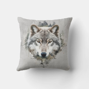 Intense Wolf Wolves Animal Nature Wildlife  Cushion