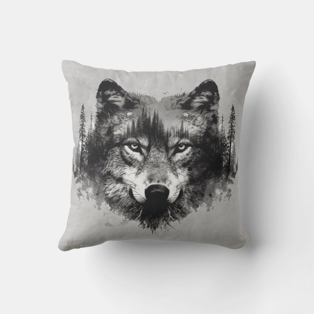 Intense Wolf Wolves Animal Nature Wildlife  Cushion (Back)