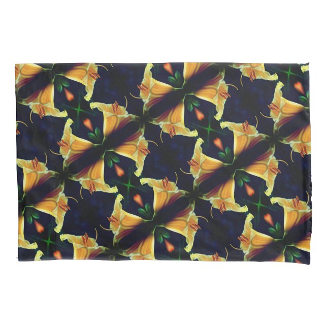 Intense Yellow Lily Flower Abstract Art Pattern Pillowcase (Front)