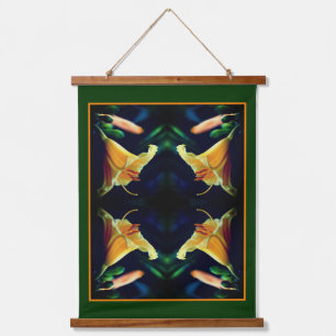 Intense Yellow Lily Flower Mirror Abstract Hanging Tapestry