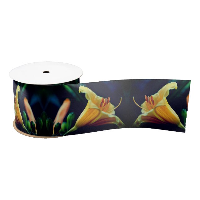 Intense Yellow Lily Flower Satin Ribbon (Spool)