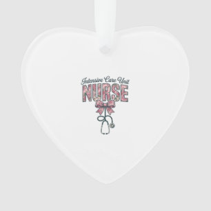 Intensive Care Unit Nurse Floral Bow Shirt Design_ Ornament