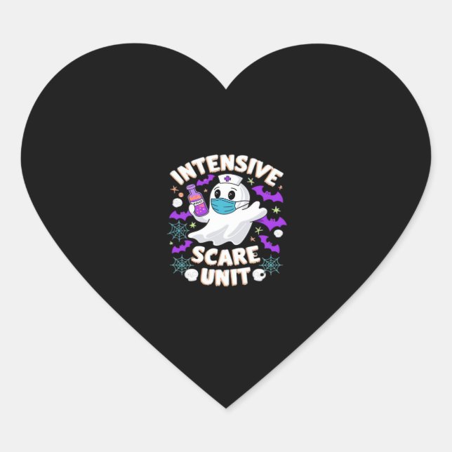 Intensive Scare Unit Nurse Halloween ICU Nurse Ess Heart Sticker (Front)