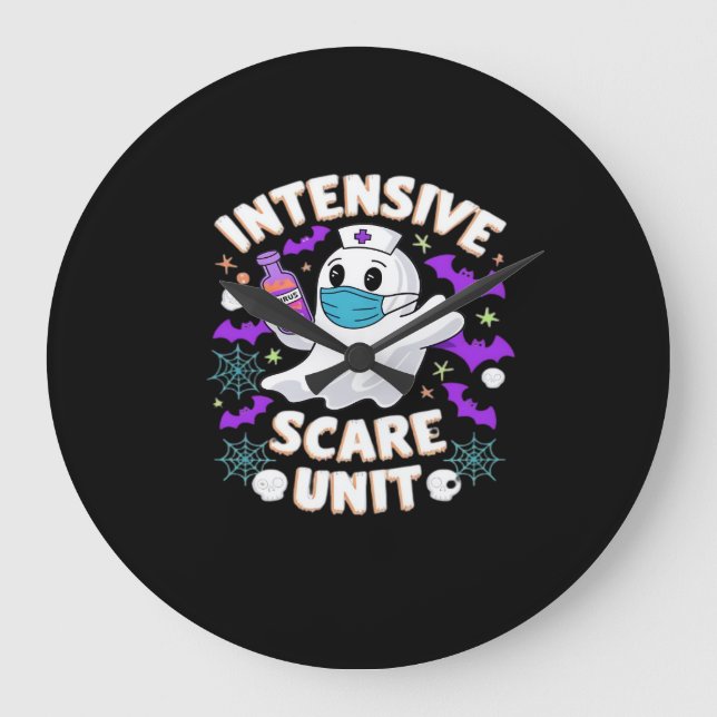 Intensive Scare Unit Nurse Halloween ICU Nurse Ess Large Clock (Front)