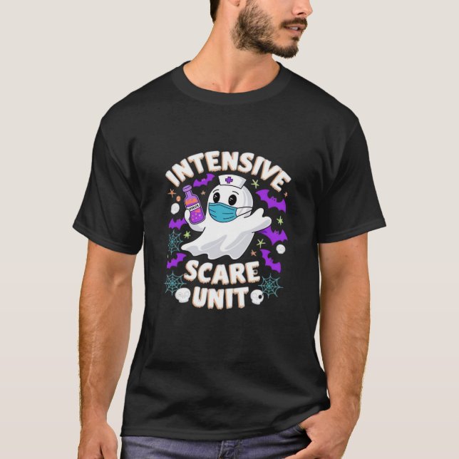 Intensive Scare Unit Nurse Halloween ICU Nurse Ess T-Shirt (Front)