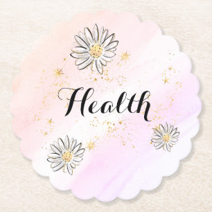 *~*  INTENTION HEALTH Floral Rainbow Glitter Paper Coaster