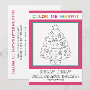 Interactive Kids Christmas Tree Colouring Page Invitation