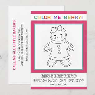 Interactive Kids Gingerbread Girl Decorating Party Invitation