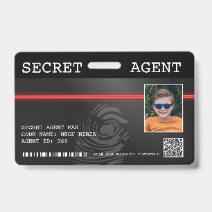 Interactive Secret Agent Spy Badge - Black/Red ID Badge