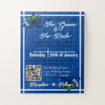 Interactive Wedding Blue Puzzle Invitation