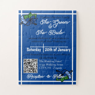 Interactive Wedding Blue Puzzle Invitation