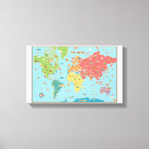 Interactive World Map Canvas Wall Art