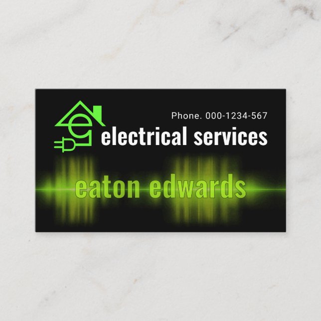 Intercepting Electric Current Letter-E Electrician Business Card (Front)