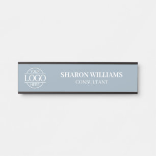 Interchangeable Dusty Blue Custom Business Logo Door Sign