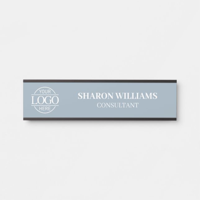 Interchangeable Dusty Blue Custom Business Logo  Door Sign (Front)