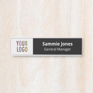 Interchangeable Office Door Name Plate with Logo