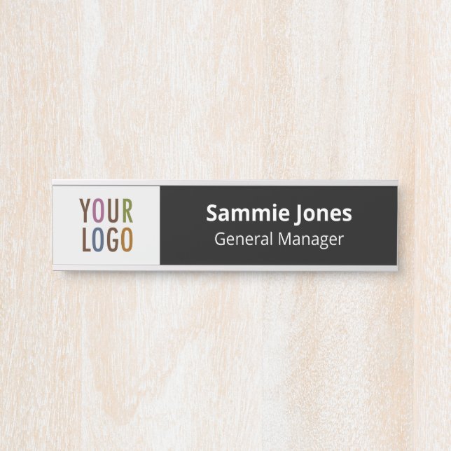 Interchangeable Office Door Name Plate with Logo (Front)