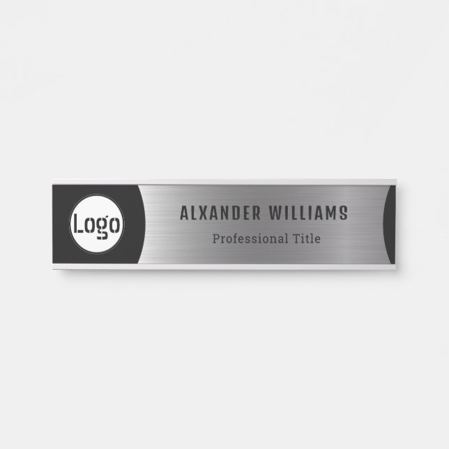 Interchangeable Office Door Name Plate with Logo (Front)