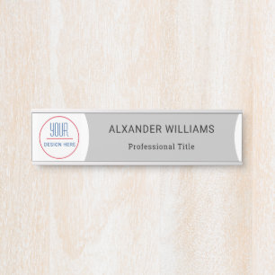 Interchangeable Office Door Name Plate with Logo