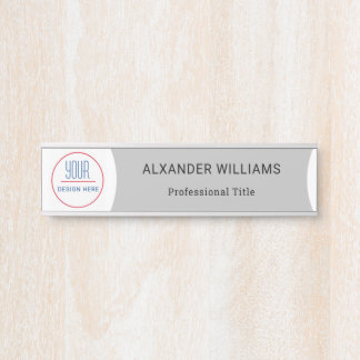 Interchangeable Office Door Name Plate with Logo
