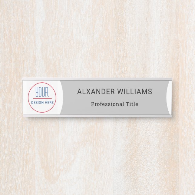 Interchangeable Office Door Name Plate with Logo (Front)