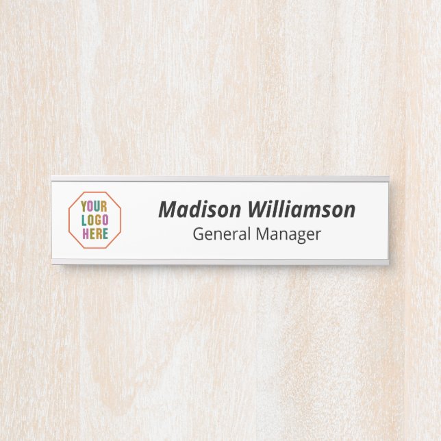 Interchangeable office door nameplates with logo (Front)
