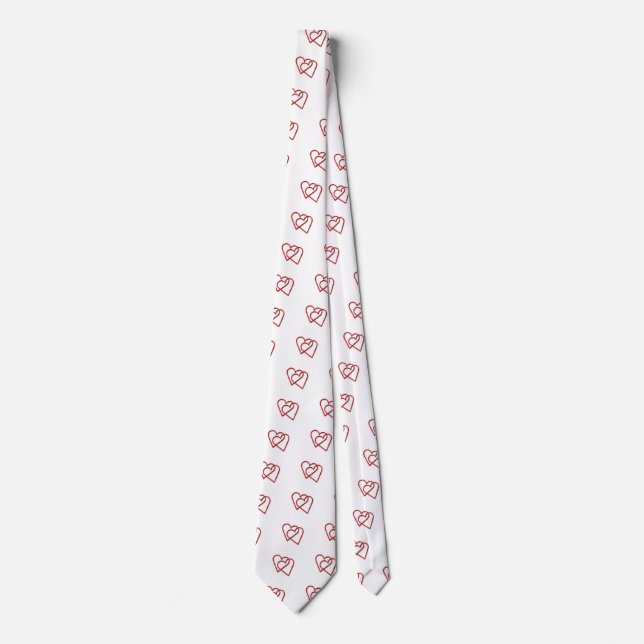 Interconnected Red Valentine Hearts Tie (Front)