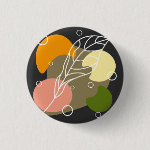 Interesting abstract spots with leaves 3 cm round badge
