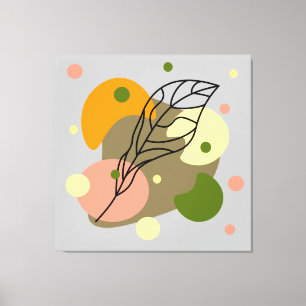 Interesting abstract spots with leaves canvas print