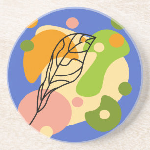 Interesting abstract spots with leaves coaster