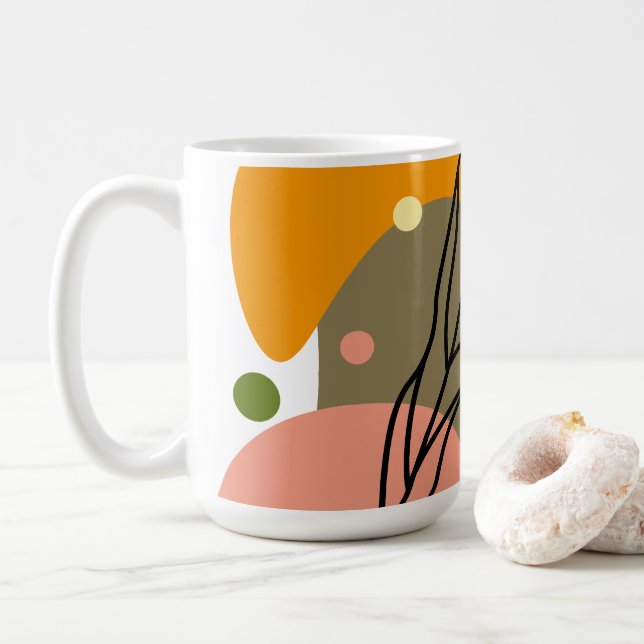 Interesting abstract spots with leaves coffee mug (With Donut)