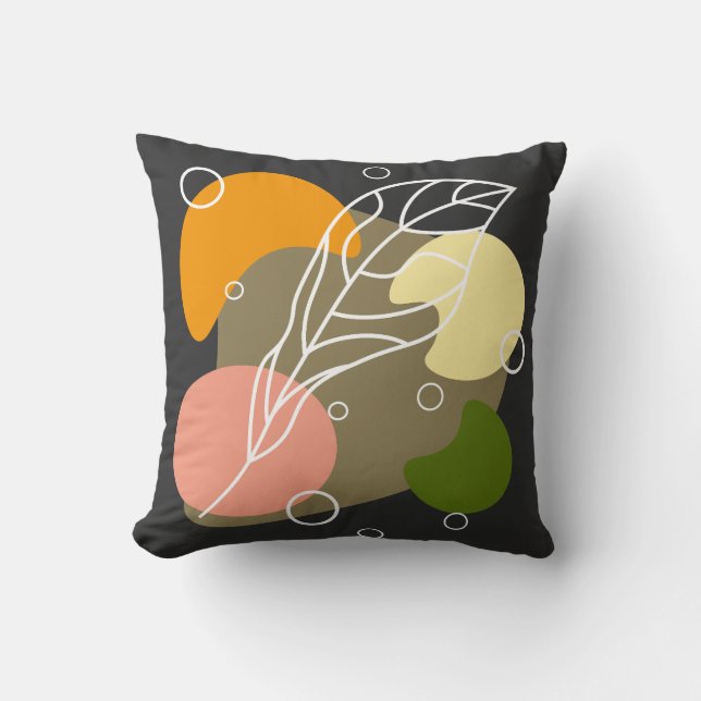 Interesting abstract spots with leaves cushion (Front)